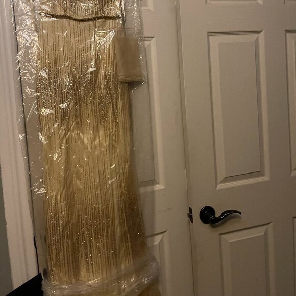 NWT Dancing Queen 4071 Lace Appliques/Embroidery Prom Dress Gold Size XS - Picture 8 of 8